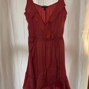 Express Women's Burgundy Ruffle Mini Dress